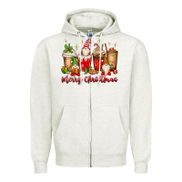 Merry Christmas Gnomes Coffee Cups Zipper Hoodie | Teevron