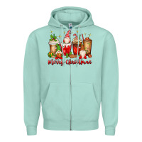 Seafoam merry christmas gnomes coffee cups Zipper Hoodie - MaliasSmallBusiness