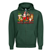 Sports Green merry christmas gnomes coffee cups Zipper Hoodie - MaliasSmallBusiness
