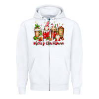White merry christmas gnomes coffee cups Zipper Hoodie - MaliasSmallBusiness