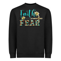 Black faith over fear with cross Heavyweight Sweatshirt - BarkalooDesign