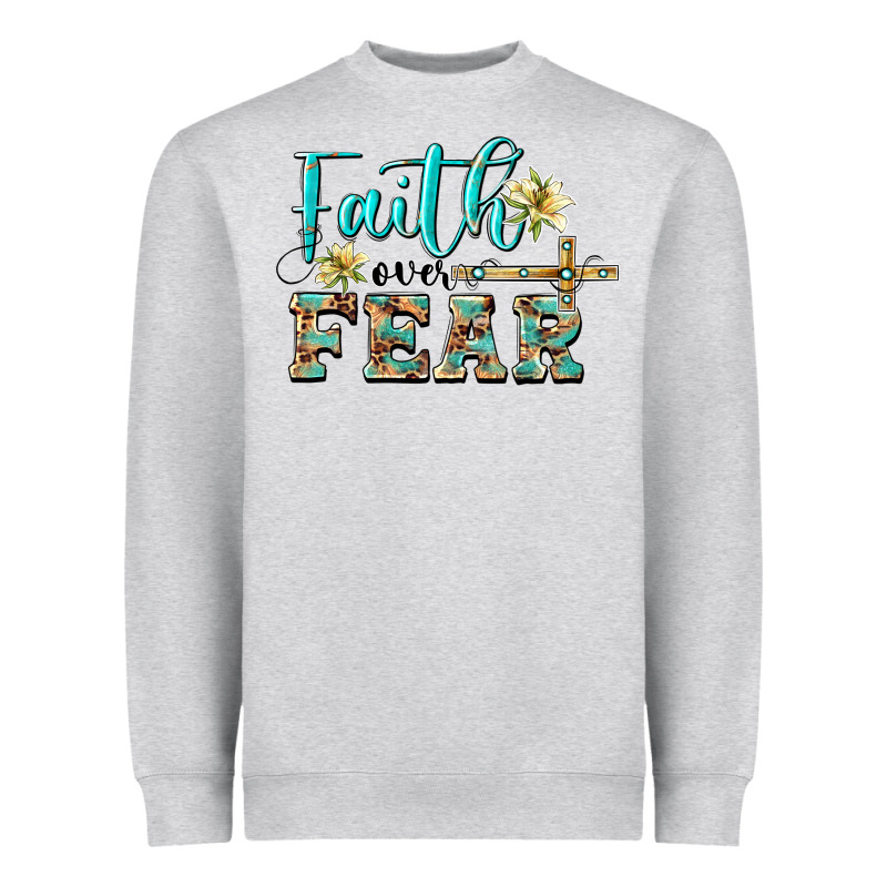 Faith Over Fear With Cross Heavyweight Sweatshirt by BarkalooDesign | Teevron