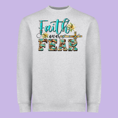Faith Over Fear With Cross Heavyweight Sweatshirt Designed By Barkaloodesign