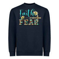 Navy faith over fear with cross Heavyweight Sweatshirt - BarkalooDesign