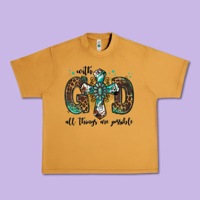 With God All Things Are Possible Gemstone Cross Urban Heavy Tee Designed By Jasminsmagicworld