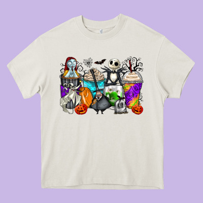 Halloween Cartoon Characters Coffee Cups Heavy Core Tee Designed By Zillion Design Studio