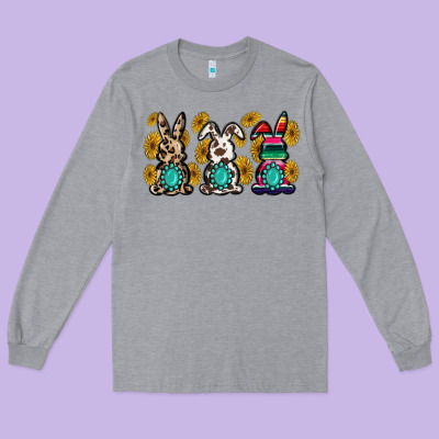 Western Bunny Long Sleeve Tee Designed By Maliassmallbusiness