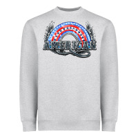 Heather Grey American rainbow Heavyweight Sweatshirt - NancyCooperArtShop
