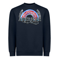 Navy American rainbow Heavyweight Sweatshirt - NancyCooperArtShop