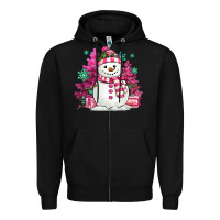 Black pink christmas snowman Zipper Hoodie - MaliasSmallBusiness