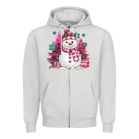 Dove Grey pink christmas snowman Zipper Hoodie - MaliasSmallBusiness