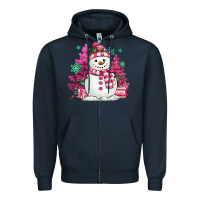 Navy pink christmas snowman Zipper Hoodie - MaliasSmallBusiness