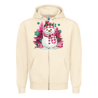Sandshell pink christmas snowman Zipper Hoodie - MaliasSmallBusiness