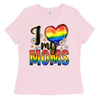 Bubblegum Pink i love my moms Ladies Tee - Zillion Design Studio