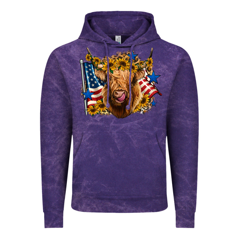 4th Of July Shaggy Cow Leopard Background Vintage Hoodie by Jasminsmagicworld | Teevron