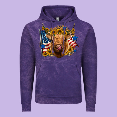4th Of July Shaggy Cow Leopard Background Vintage Hoodie Designed By Jasminsmagicworld