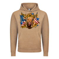 Vintage Coffee 4th of july shaggy cow leopard background Vintage Hoodie - Jasminsmagicworld