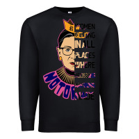Black RBG Ruth Bader Ginsburg Women Belong In All Places Premium Sweatshirt - Bettercallsaul