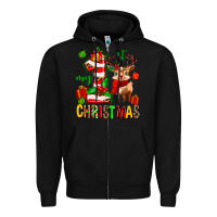 Black my first christmas reindeer Zipper Hoodie - MaliasSmallBusiness