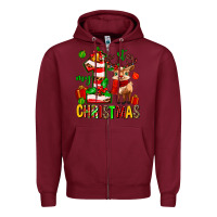 Burgundy my first christmas reindeer Zipper Hoodie - MaliasSmallBusiness