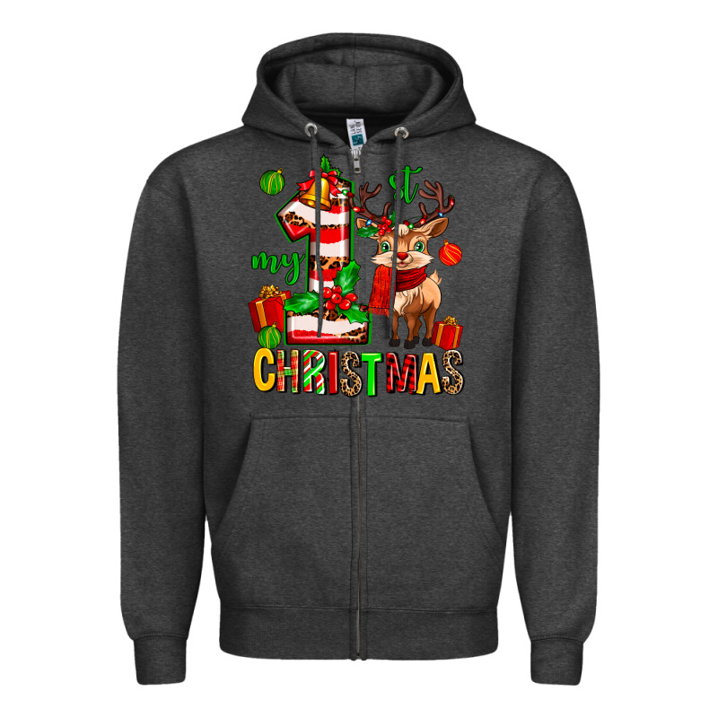 My First Christmas Reindeer Zipper Hoodie by MaliasSmallBusiness | Teevron