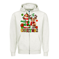 Oatmeal Heather my first christmas reindeer Zipper Hoodie - MaliasSmallBusiness