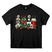 Black Christmas cartoon characters coffee cups Heavy Core Tee - Zillion Design Studio