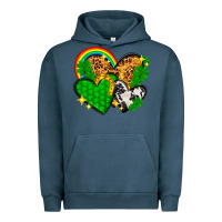 Pigment Midnight Navy St. Patrick's Day hearts with leopard Urban Hoodie - HowdyJamesFarm