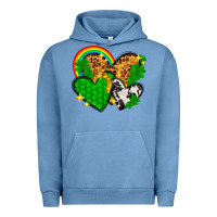 Pigment Pebble Blue St. Patrick's Day hearts with leopard Urban Hoodie - HowdyJamesFarm