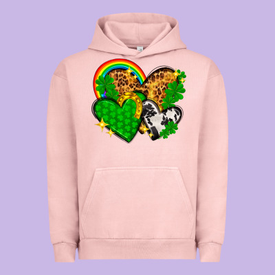 St. Patrick's Day Hearts With Leopard Urban Hoodie Designed By Howdyjamesfarm