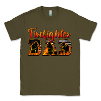 Army Green American Flag Firefighter Dad Classic Tee - LillyAllenDesigns