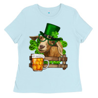 Baby Blue st. patrick's day goat and beer Ladies Tee - RanaPortraitStore
