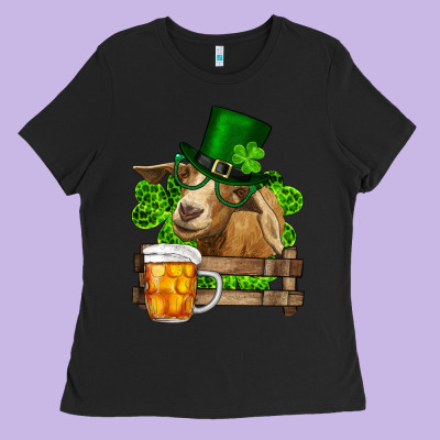 St. Patrick's Day Goat And Beer Ladies Tee Designed By Ranaportraitstore