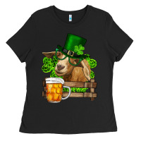 Black st. patrick's day goat and beer Ladies Tee - RanaPortraitStore