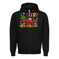 Black merry christmas truck Zipper Hoodie - MaliasSmallBusiness