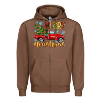 Chestnut merry christmas truck Zipper Hoodie - MaliasSmallBusiness