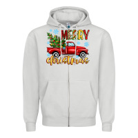 Dove Grey merry christmas truck Zipper Hoodie - MaliasSmallBusiness
