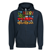 Navy merry christmas truck Zipper Hoodie - MaliasSmallBusiness
