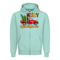 Seafoam merry christmas truck Zipper Hoodie - MaliasSmallBusiness