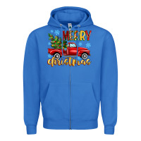 True Royal merry christmas truck Zipper Hoodie - MaliasSmallBusiness