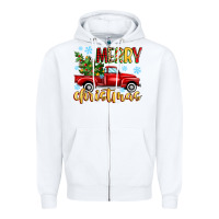 White merry christmas truck Zipper Hoodie - MaliasSmallBusiness