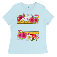Baby Blue floral teacher Ladies Tee - texasbilliewilder