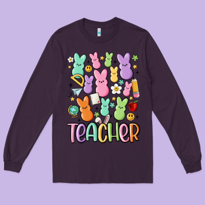 Teacher Bunny's Long Sleeve Tee Designed By Maliassmallbusiness