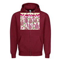 Burgundy pink christmas tree cakes Zipper Hoodie - MaliasSmallBusiness