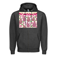 Charcoal Heather pink christmas tree cakes Zipper Hoodie - MaliasSmallBusiness