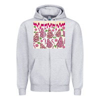 Heather Grey pink christmas tree cakes Zipper Hoodie - MaliasSmallBusiness