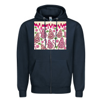 Navy pink christmas tree cakes Zipper Hoodie - MaliasSmallBusiness
