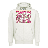 Oatmeal Heather pink christmas tree cakes Zipper Hoodie - MaliasSmallBusiness