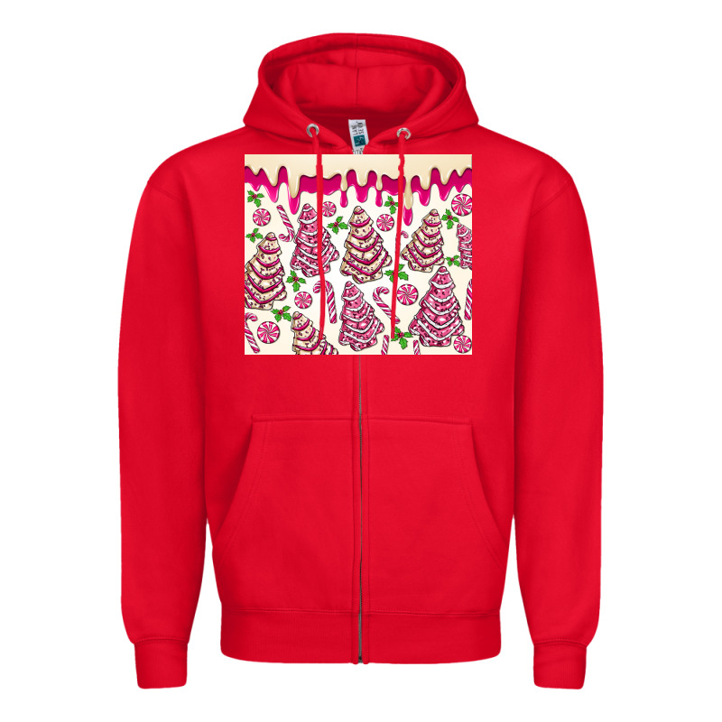 Pink Christmas Tree Cakes Zipper Hoodie by MaliasSmallBusiness | Teevron