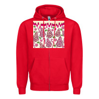 Red pink christmas tree cakes Zipper Hoodie - MaliasSmallBusiness